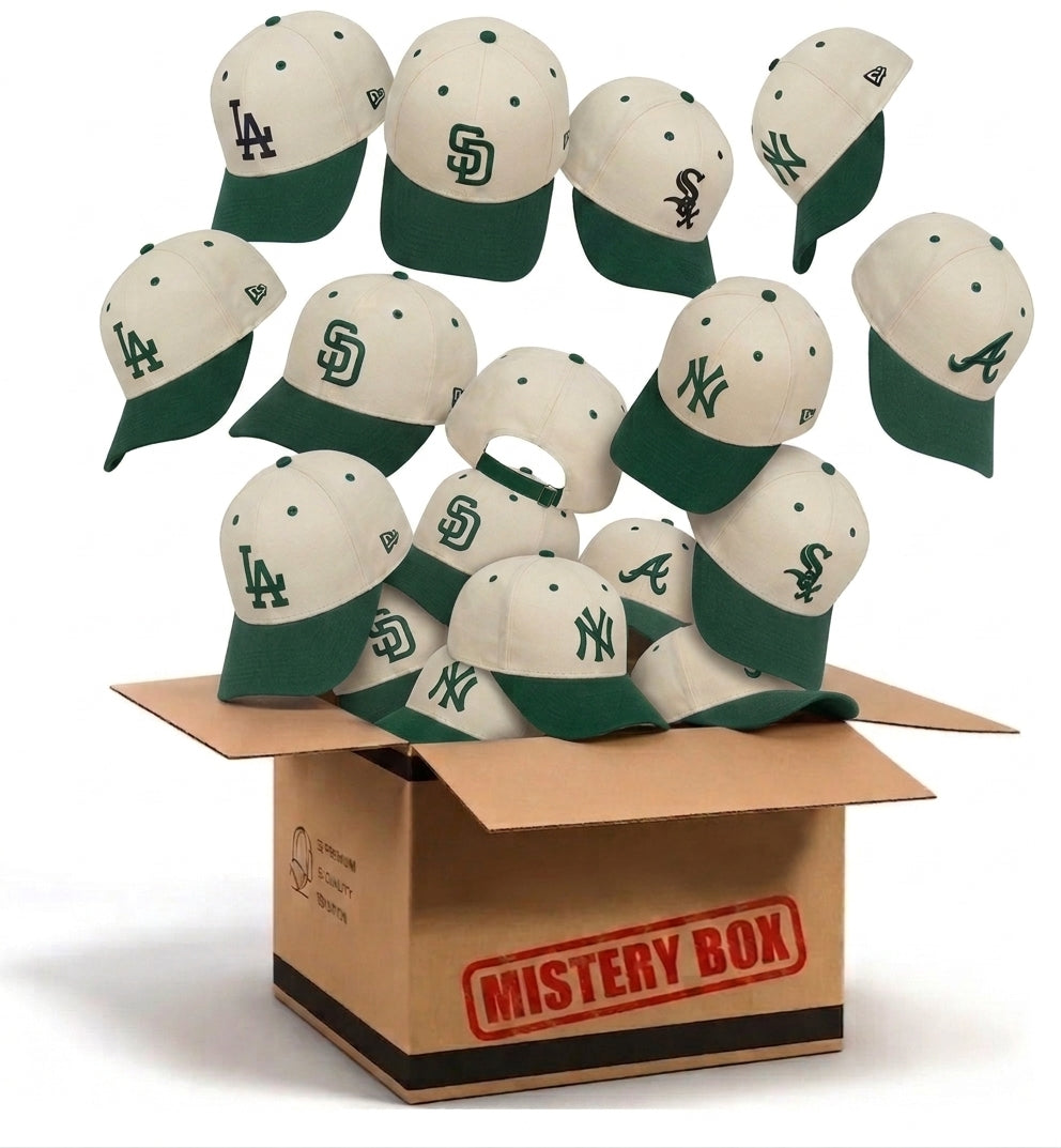PAQUETE DE 10 PIEZA | GORRA BEISBOLERA | BEIGE CON VERDE